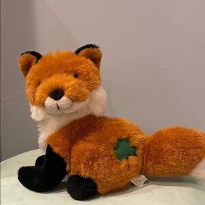 Plush Fox Toy - Orange and Black with shamrock